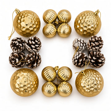 Gold Christmas Tree Ornaments – Assorted Decorative Set