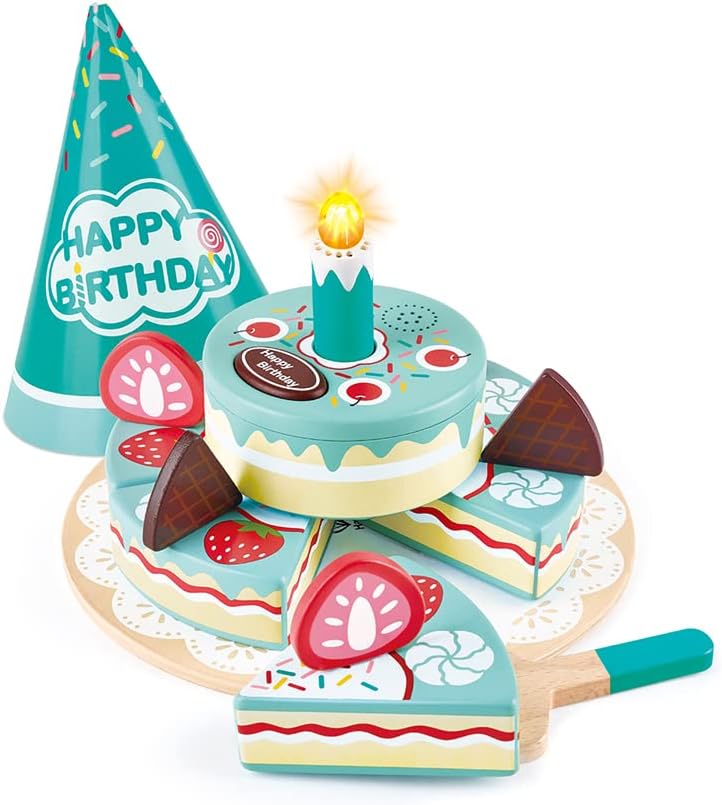 Interactive Happy Birthday Cake – Wooden Pretend Play Set