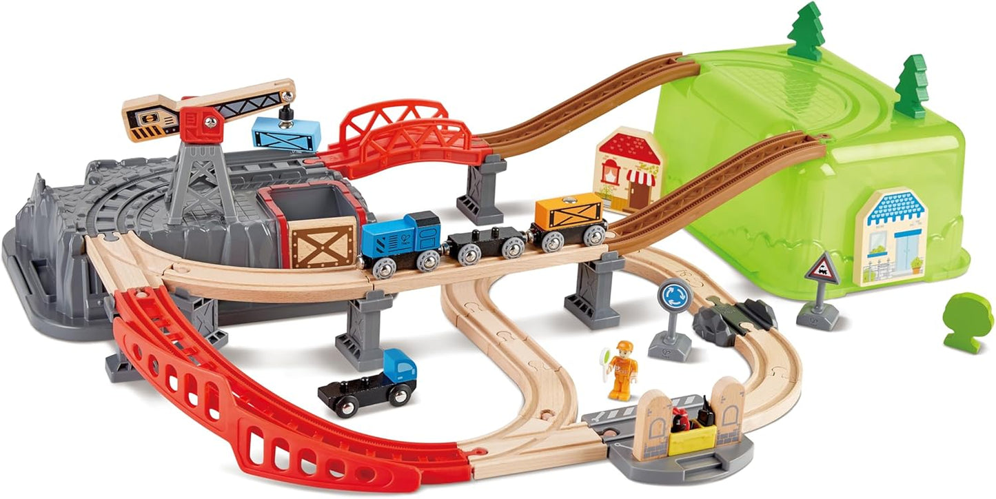 Hape Railway Bucket Builder Set – Wooden Train & Construction Playset