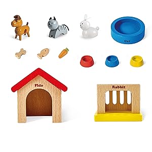 Hape Family Pets Wooden Dollhouse Animal Set