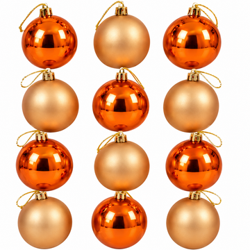 Orange and Bronze Christmas Tree Ball Ornaments – Assorted Set