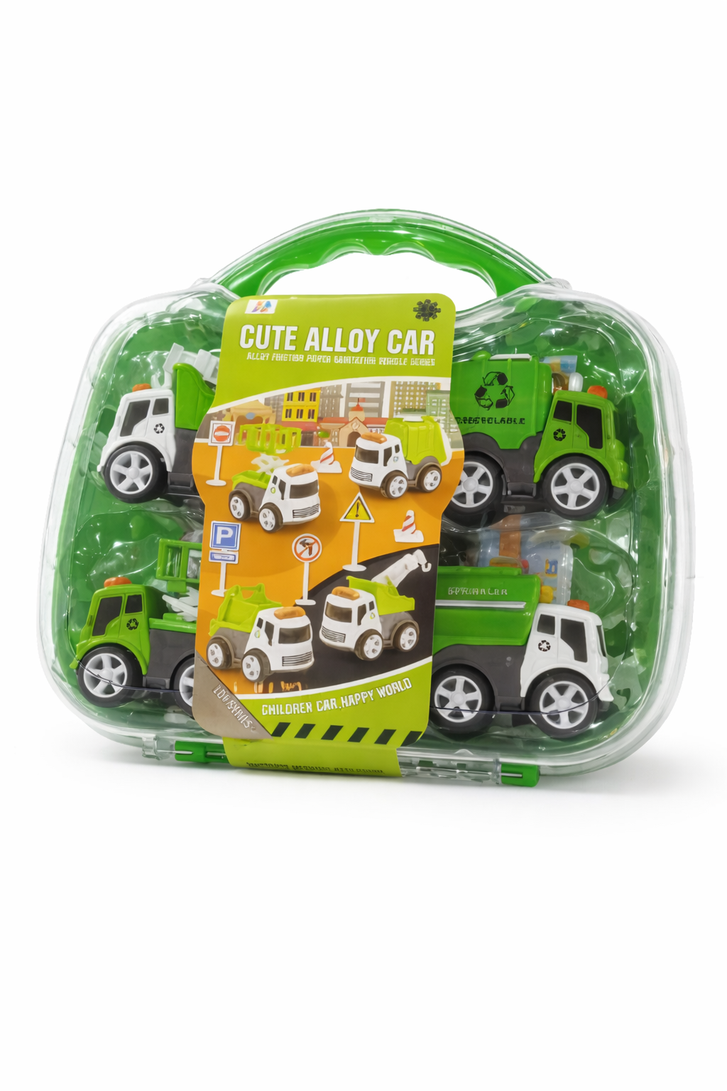 Cute Alloy Car – Sanitation & Recycling Vehicle Playset (with Carry Case)