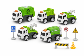 Cute Alloy Car – Sanitation & Recycling Vehicle Playset (with Carry Case)