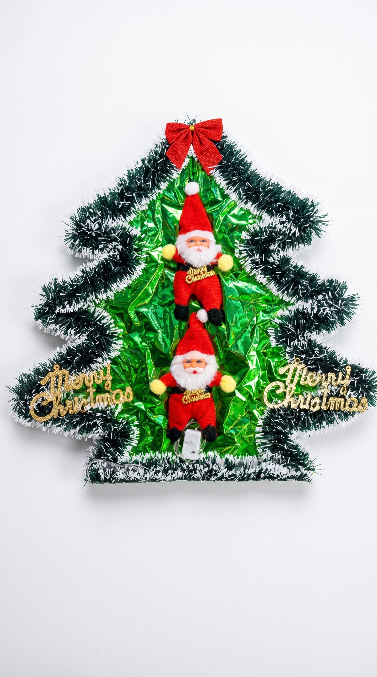 Illuminated Christmas Tree Wall Decoration with Santa Claus Figures