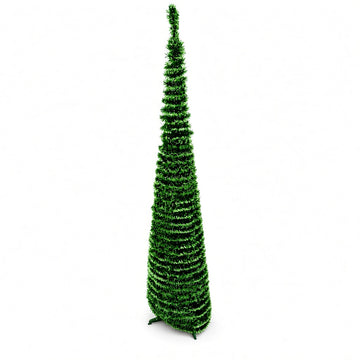 Green Tinsel Artificial Christmas Tree