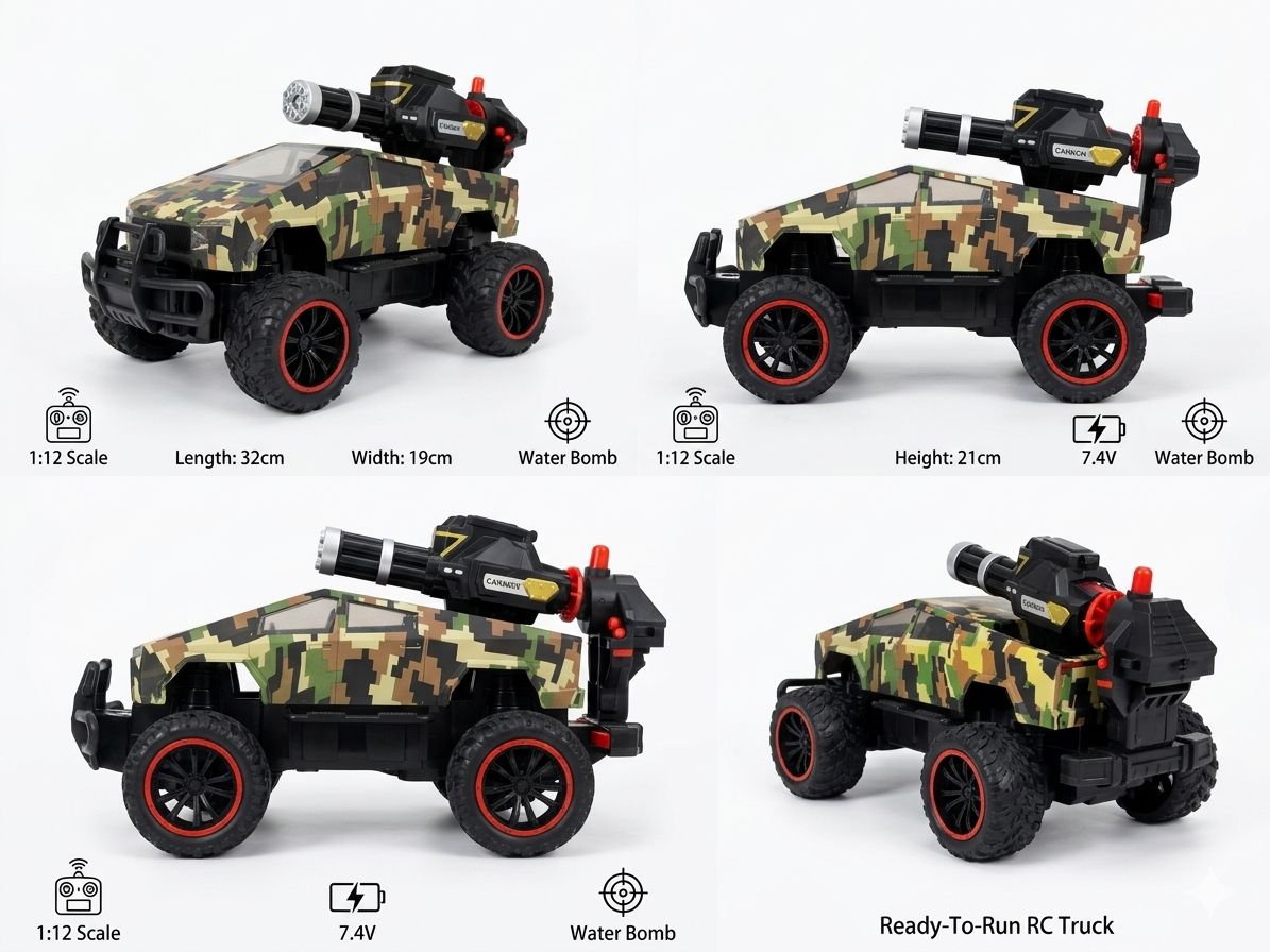 Remote Control Truck – Digital Camo Design (Water Balls)