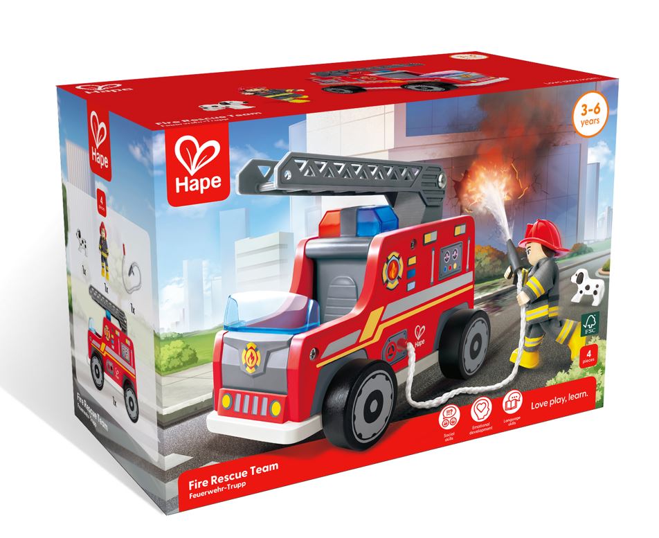 🚒 Hape Fire Rescue Team – Wooden Emergency Playset
