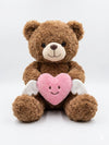 28CM Plush teddy bear with a pink heart featuring a smiley face and small white wings
