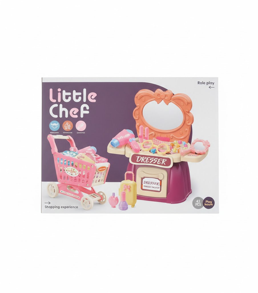 3-in-1 “Little Chef” / Dresser / Shopping Cart Playset