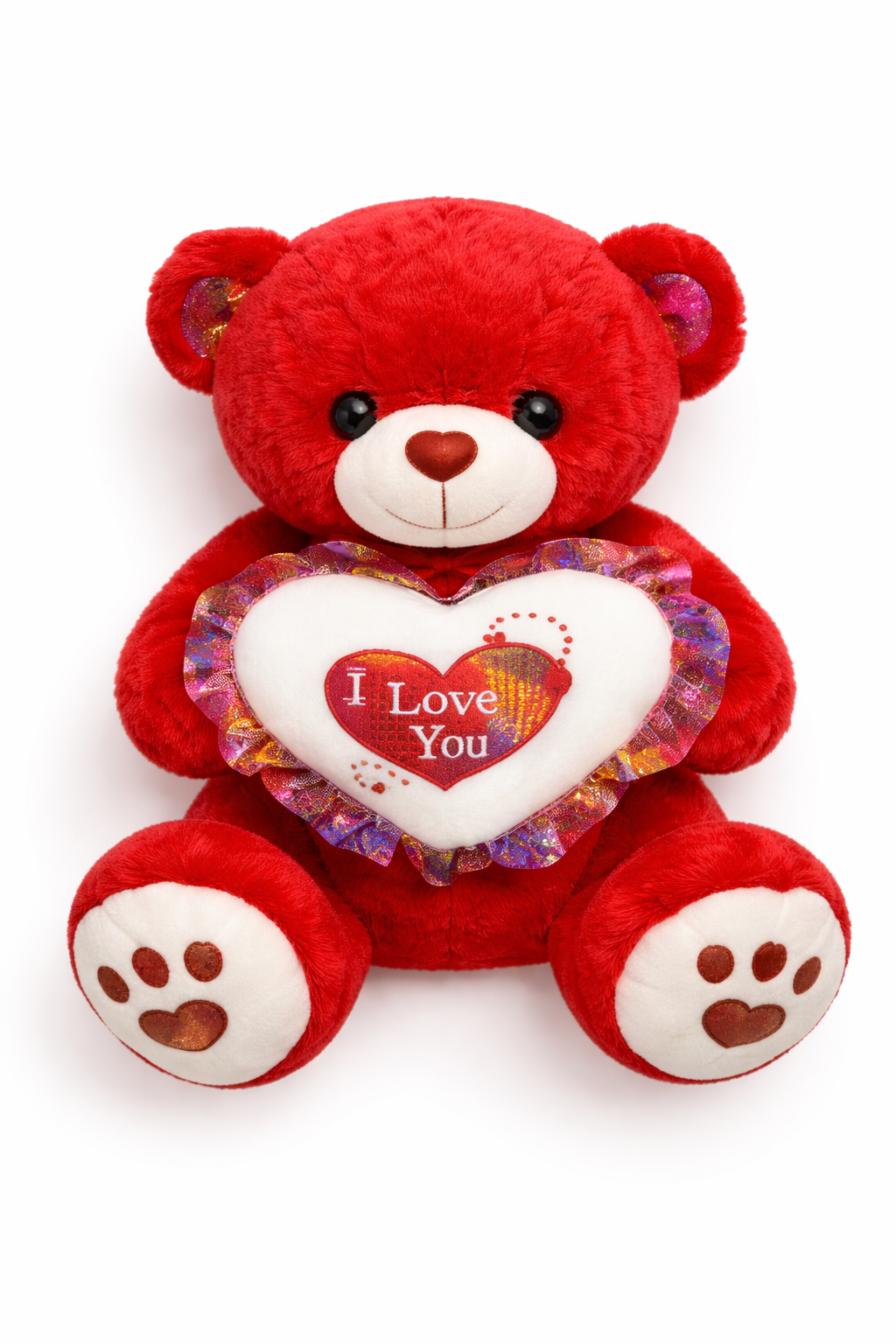 50CM Red Plush Teddy Bear – with White “I Love You” Heart