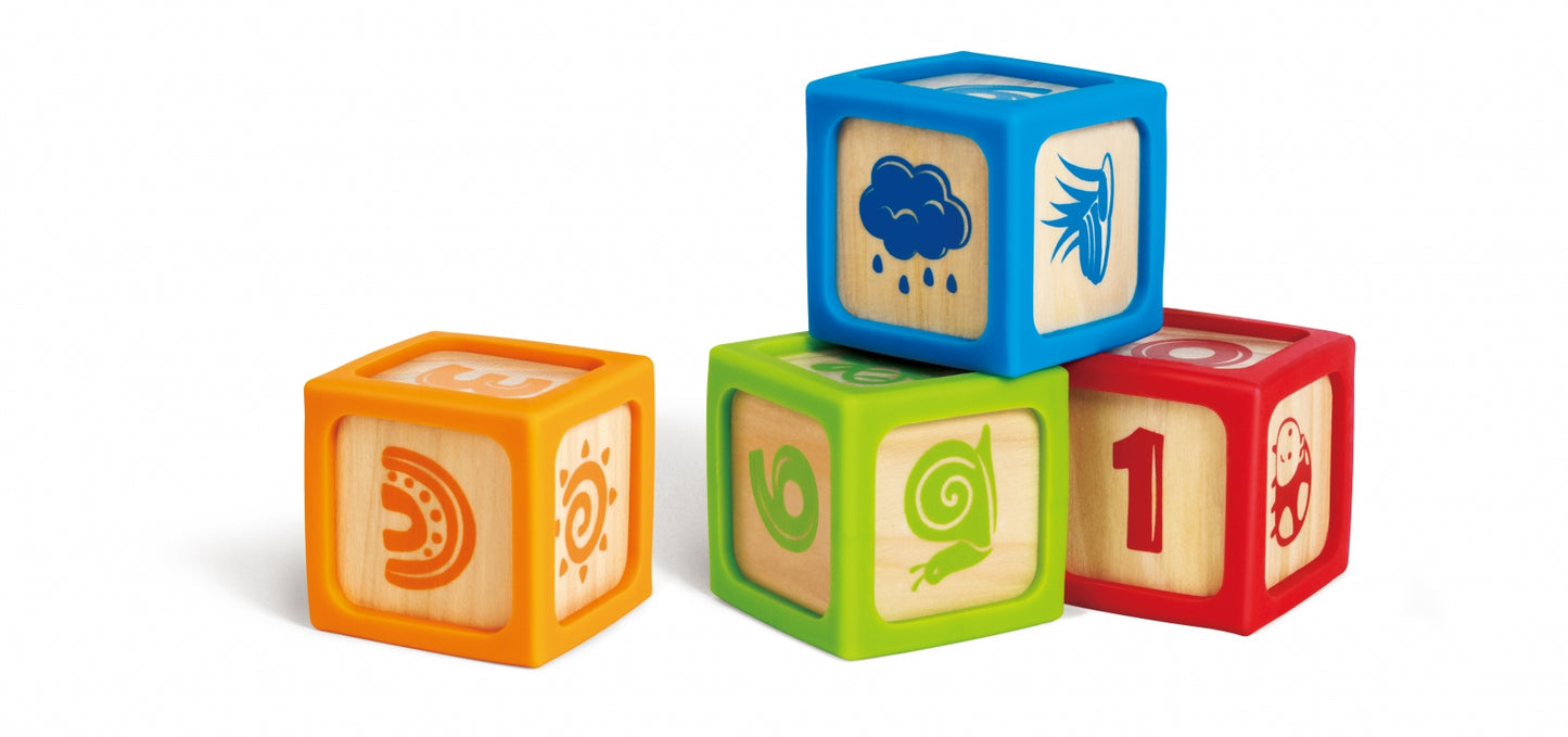 Hape Play Essentials Smart Start Blocks | Wooden Baby Learning Blocks