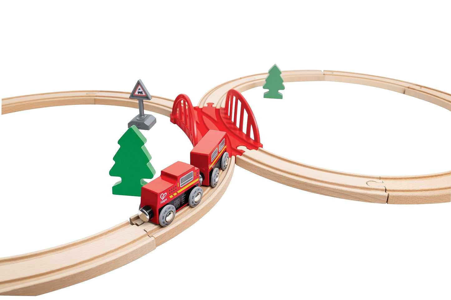 Hape Classic Figure 8 Set, a 19-piece wooden train and railway playset.