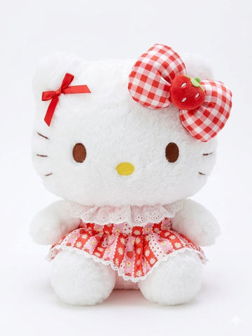 30CM Hello Kitty Strawberry Dress Plush Toy.