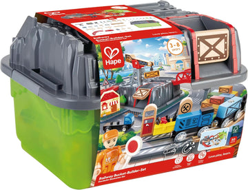 Hape Railway Bucket Builder Set – Wooden Train & Construction Playset