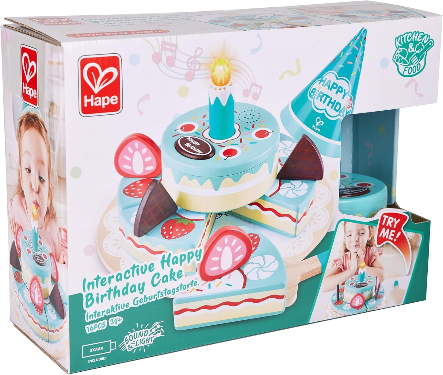 Interactive Happy Birthday Cake – Wooden Pretend Play Set