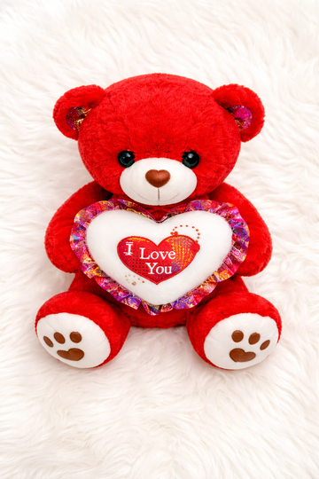 40CM Red Plush Mini Teddy Bear – with White “I Love You” Heart