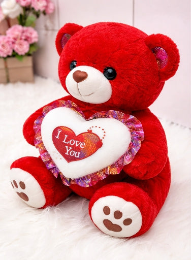 50CM Red Plush Teddy Bear – with White “I Love You” Heart