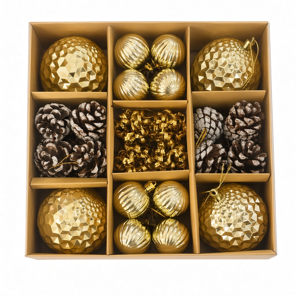 Gold Christmas Tree Ornaments – Assorted Decorative Set