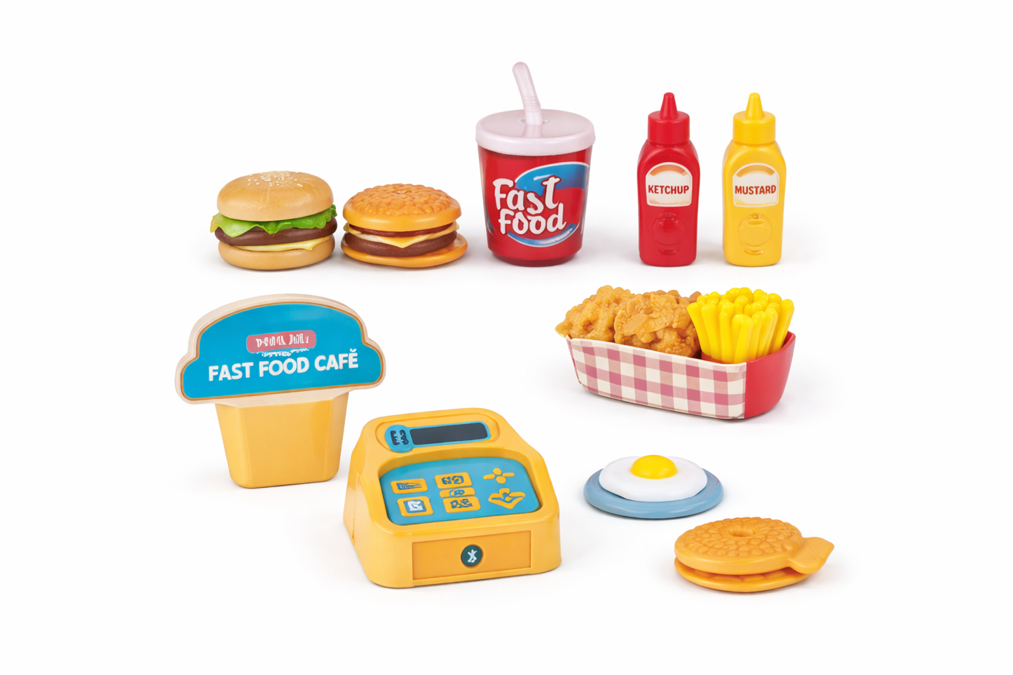 🍔 Toys Burger Stop Cart Playset – Kids Pretend Fast-Food Shop