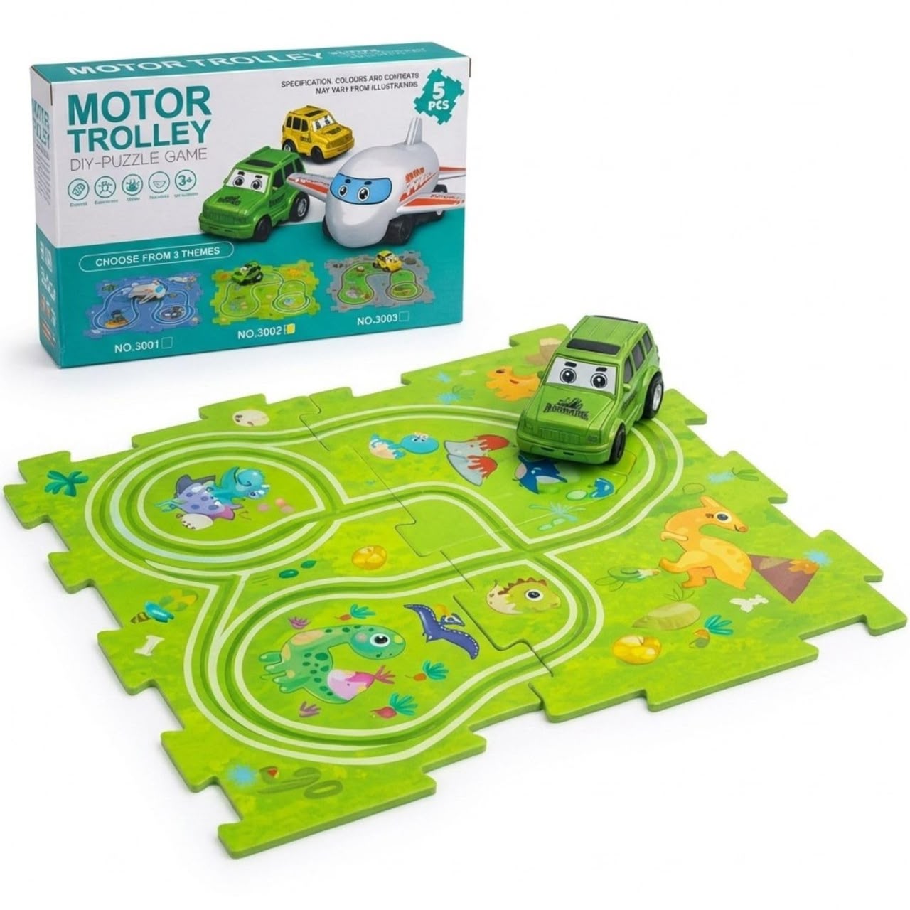 Motor Trolley DIY Puzzle Track Game with Motorized Vehicle