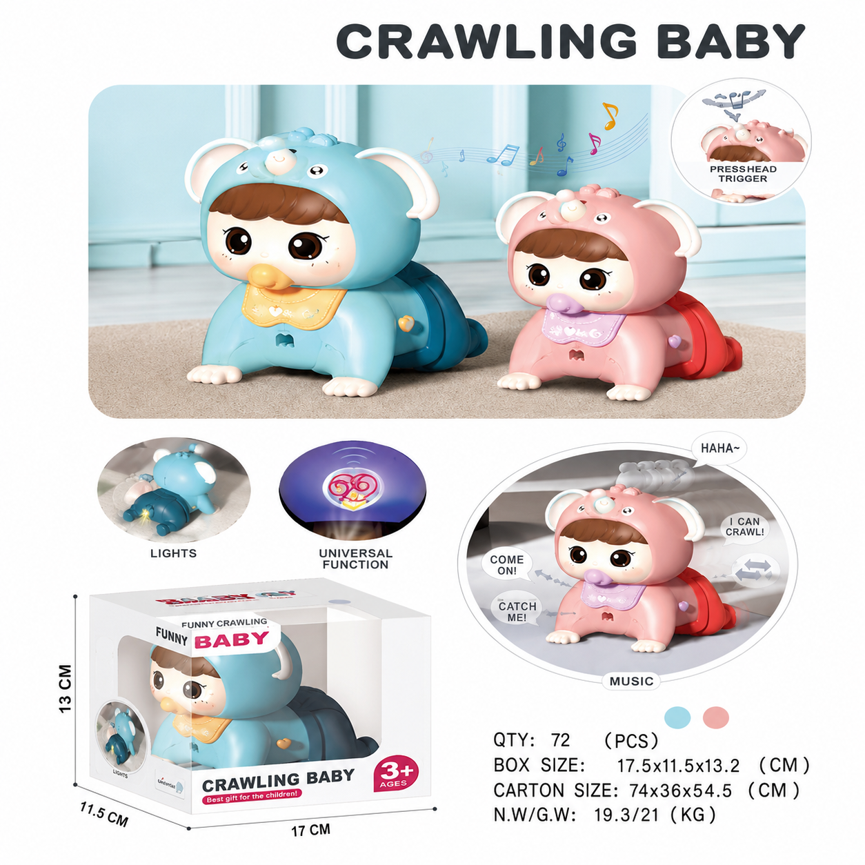 Cognikids Crawling Baby Toy with Music & Lights