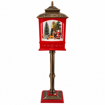 Red Christmas Snowing Street Lamp