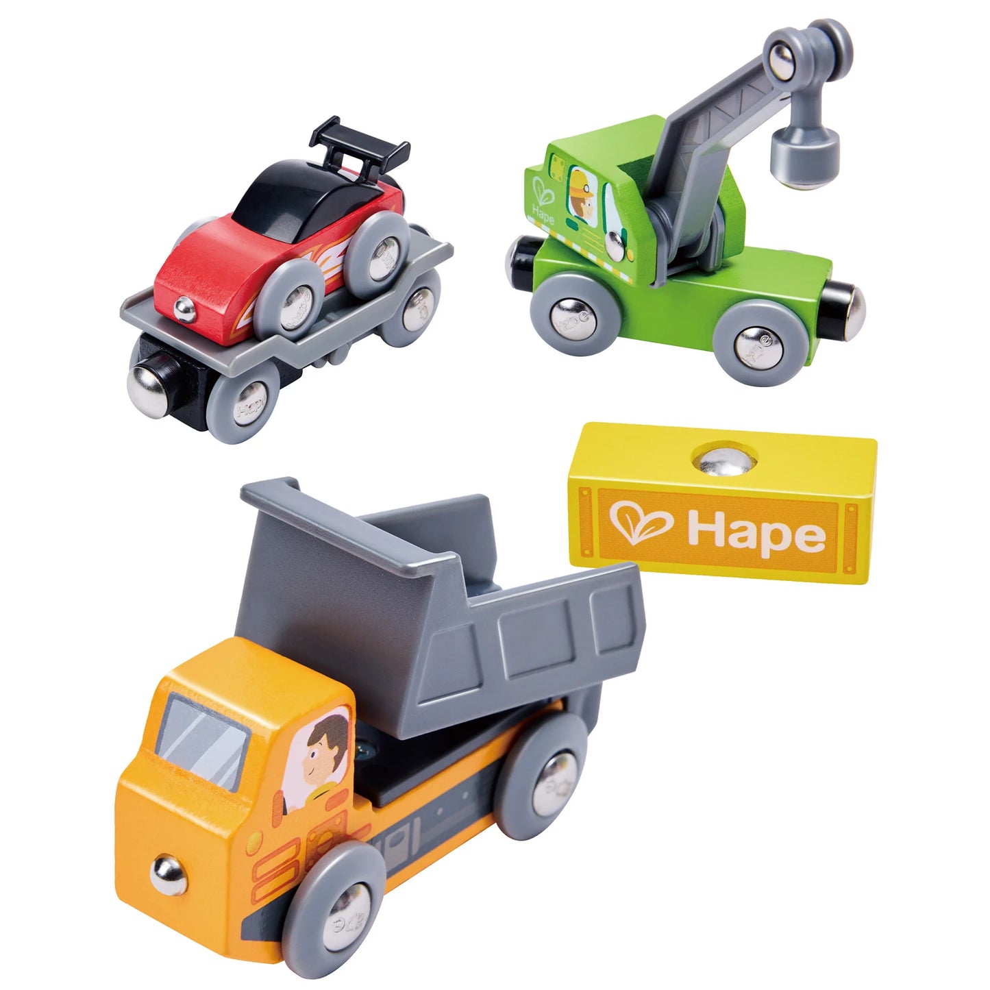 Hape Play Essentials Colourful Construction Vehicles Fleet