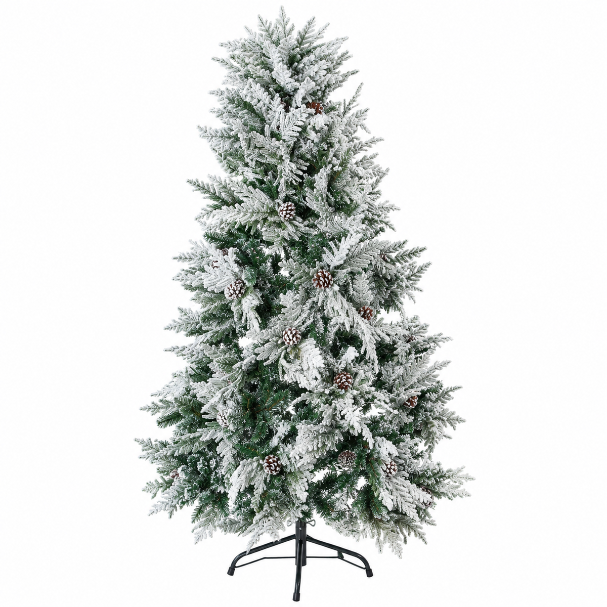 6FT Snow-Flocked Artificial Christmas Tree with Pinecone Accents