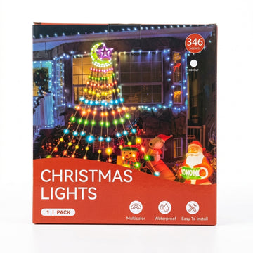 Multi-Color Waterproof 346-Socket Star Waterfall Christmas String Lights