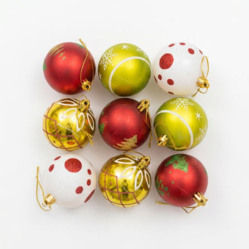 Box of Assorted 9-Piece Multi-Colored Christmas Ball Ornaments