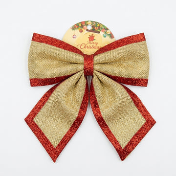 Decorative Gold & Red Metallic Christmas Bow