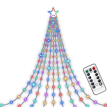 Multi-Color Waterproof 346-Socket Star Waterfall Christmas String Lights
