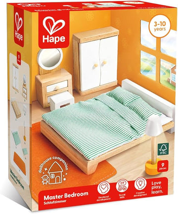 Hape Master Bedroom – Wooden Dollhouse Furniture Set