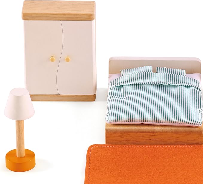 Hape Master Bedroom – Wooden Dollhouse Furniture Set
