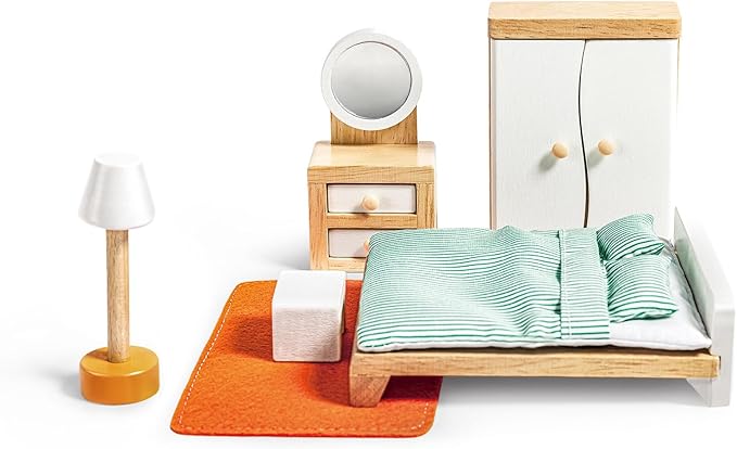 Hape Master Bedroom – Wooden Dollhouse Furniture Set
