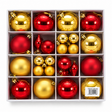 Red and Gold Christmas Tree Ornaments Set