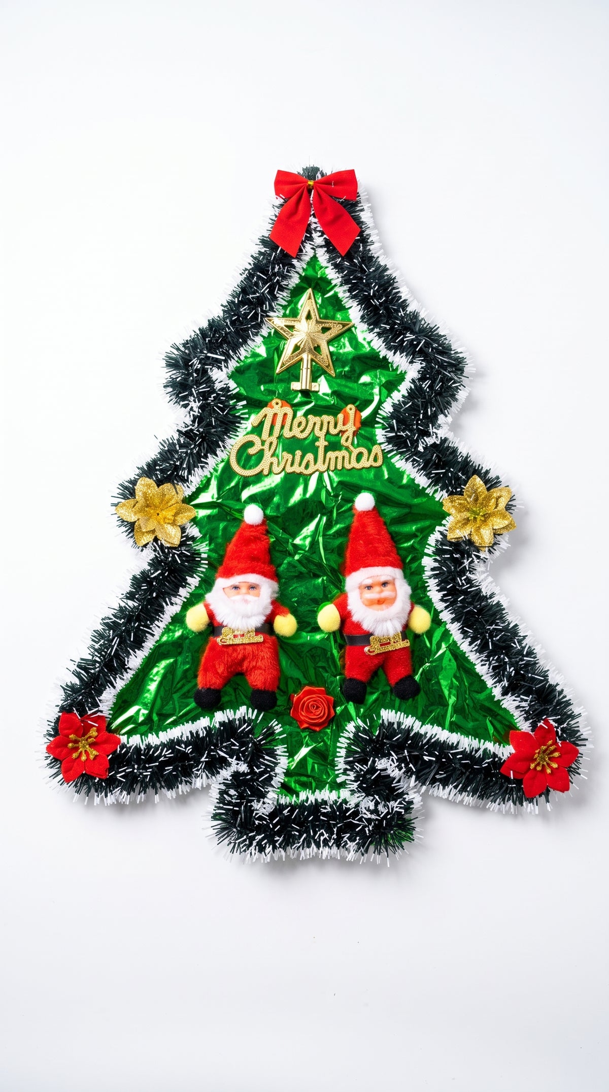 Festive Wall-Hanging Christmas Tree Decoration with Santa Clause