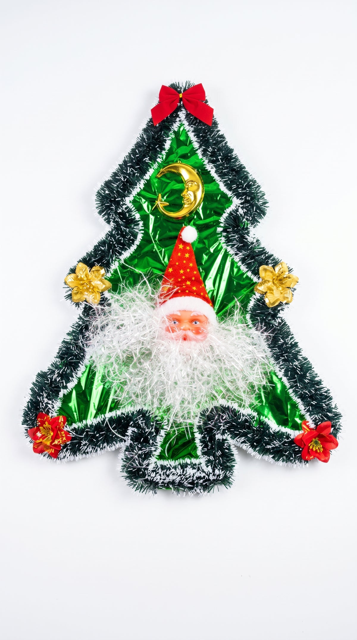 Christmas Tree Wall Hanging Decoration with Santa Claus and Crescent Moon