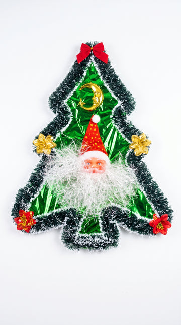 Christmas Tree Wall Hanging Decoration with Santa Claus and Crescent Moon