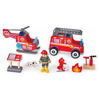 
              Hape City Fire Station Wooden Playset with Fire Engine & Helicopter
            