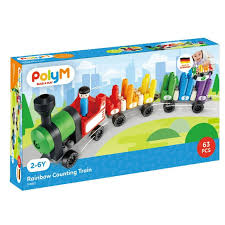 Hape PolyM Rainbow Counting Train Building Set – Learn, Build & Play