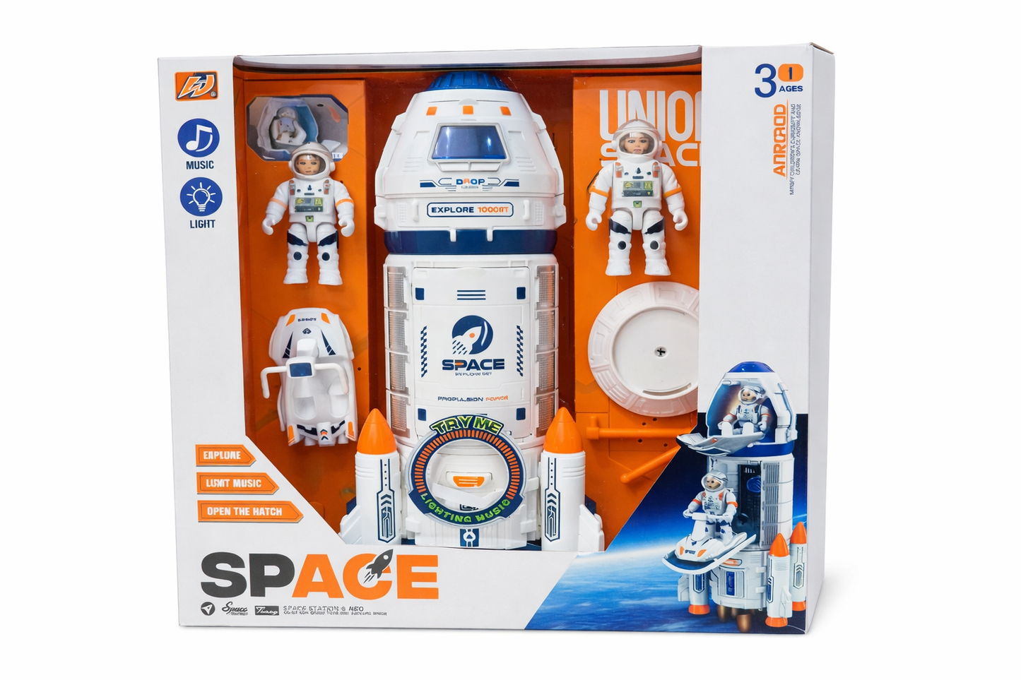 2-in-1 Space Rocket & Station Toy Set