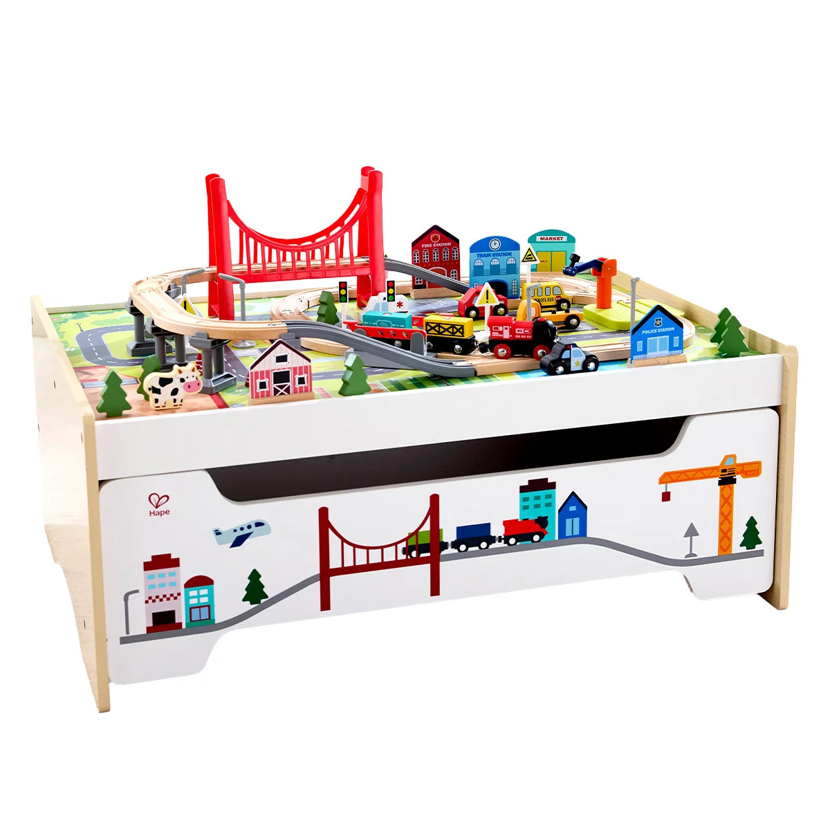Hape Play Essentials Railway Storage Table Set — Ultimate Train Play & Storage Solution
