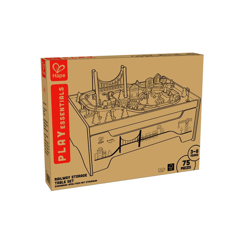 Hape Play Essentials Railway Storage Table Set — Ultimate Train Play & Storage Solution