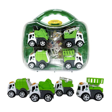 Cute Alloy Car – Sanitation & Recycling Vehicle Playset (with Carry Case)