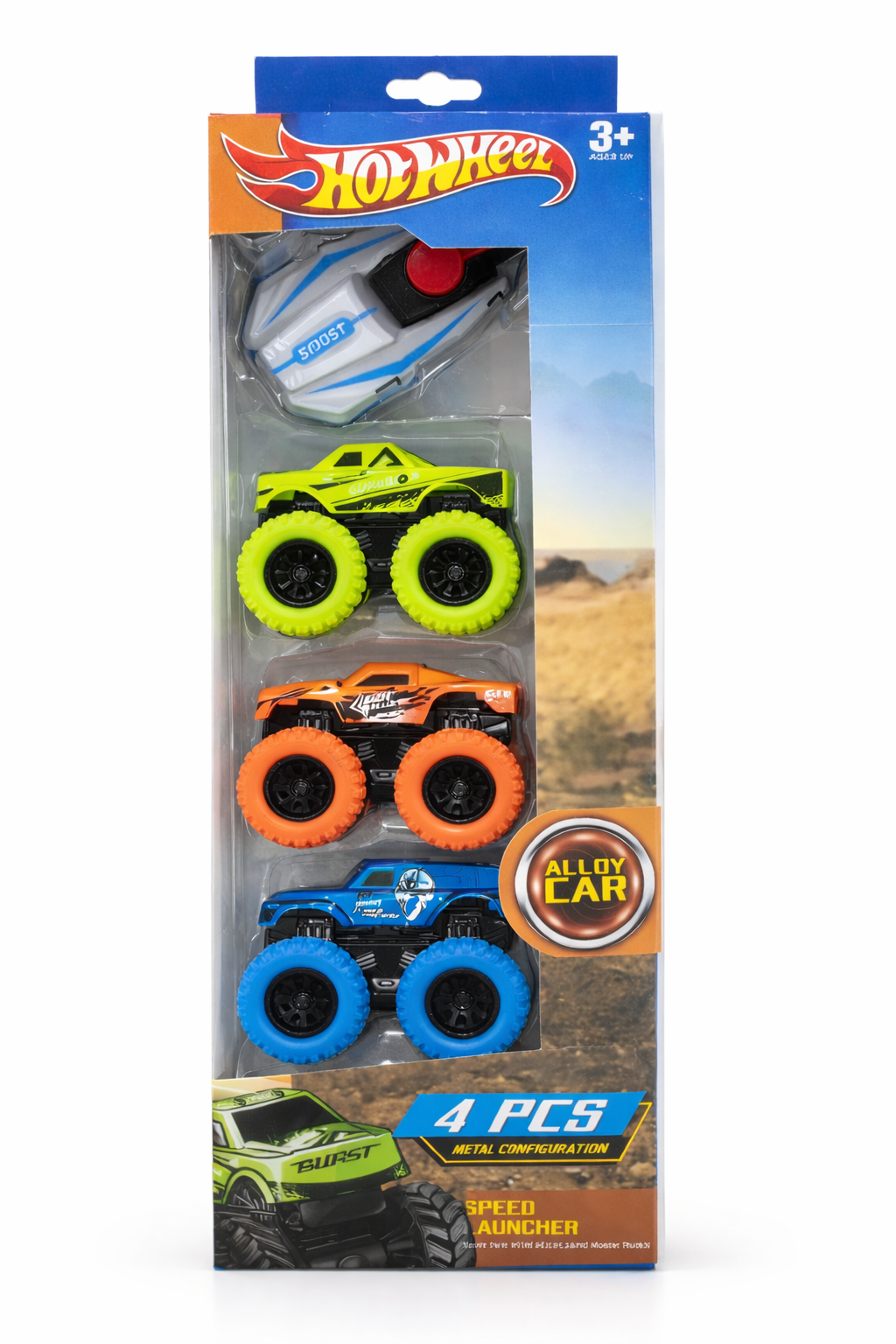 Hot Wheels 4PCS Alloy Car Set with Speed Launcher