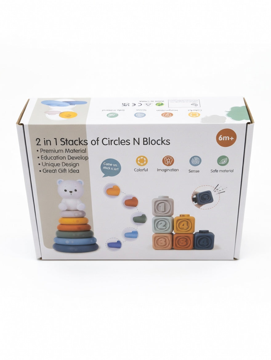 2-in-1 Soft Sensory Block & Ring Stacking Toy Set