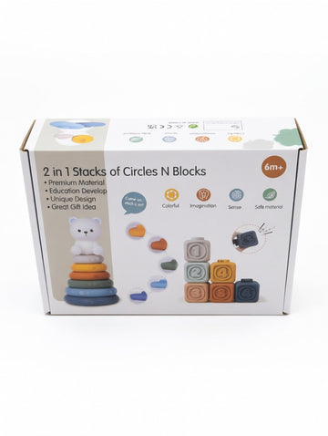 2-in-1 Soft Sensory Block & Ring Stacking Toy Set