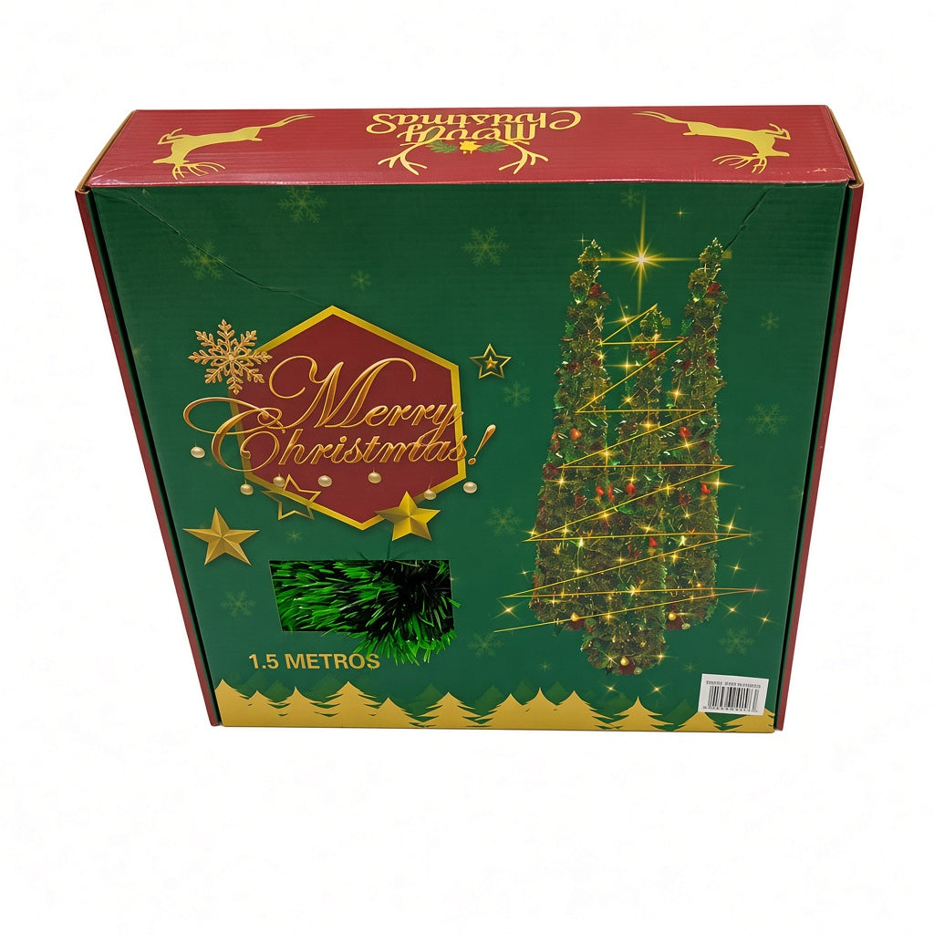 Green Tinsel Artificial Christmas Tree