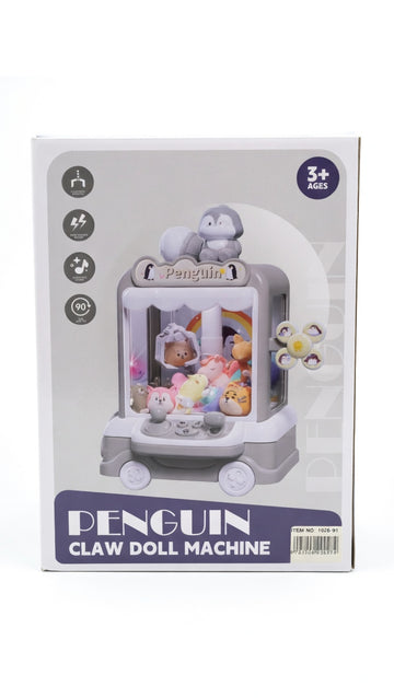 a pink-themed Penguin Mini Claw Doll Machine